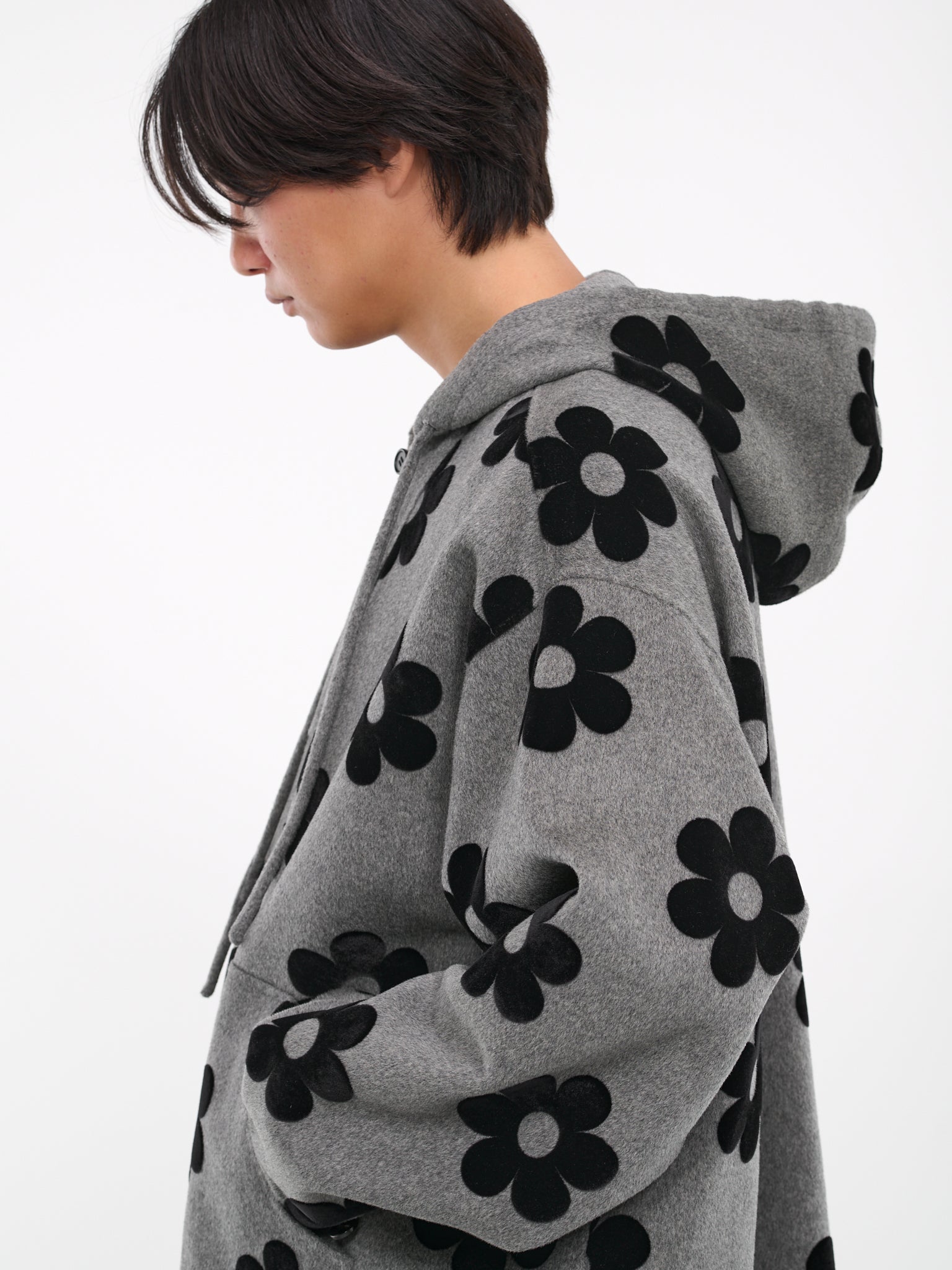 Flower Wool Hooded Jacket (FN-MN-OUTW000998-VINTAGE-GREY)