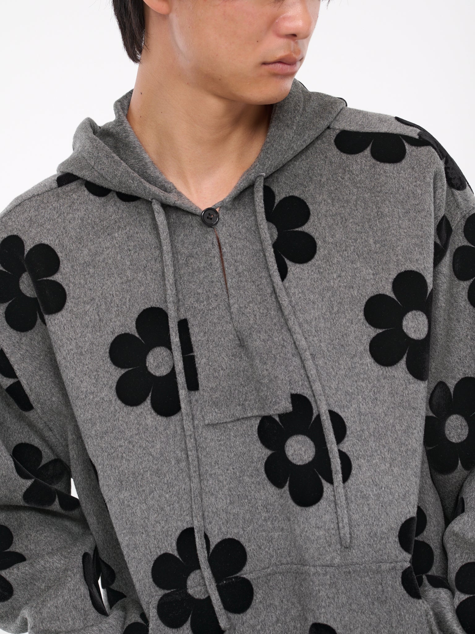 Flower Wool Hooded Jacket (FN-MN-OUTW000998-VINTAGE-GREY)