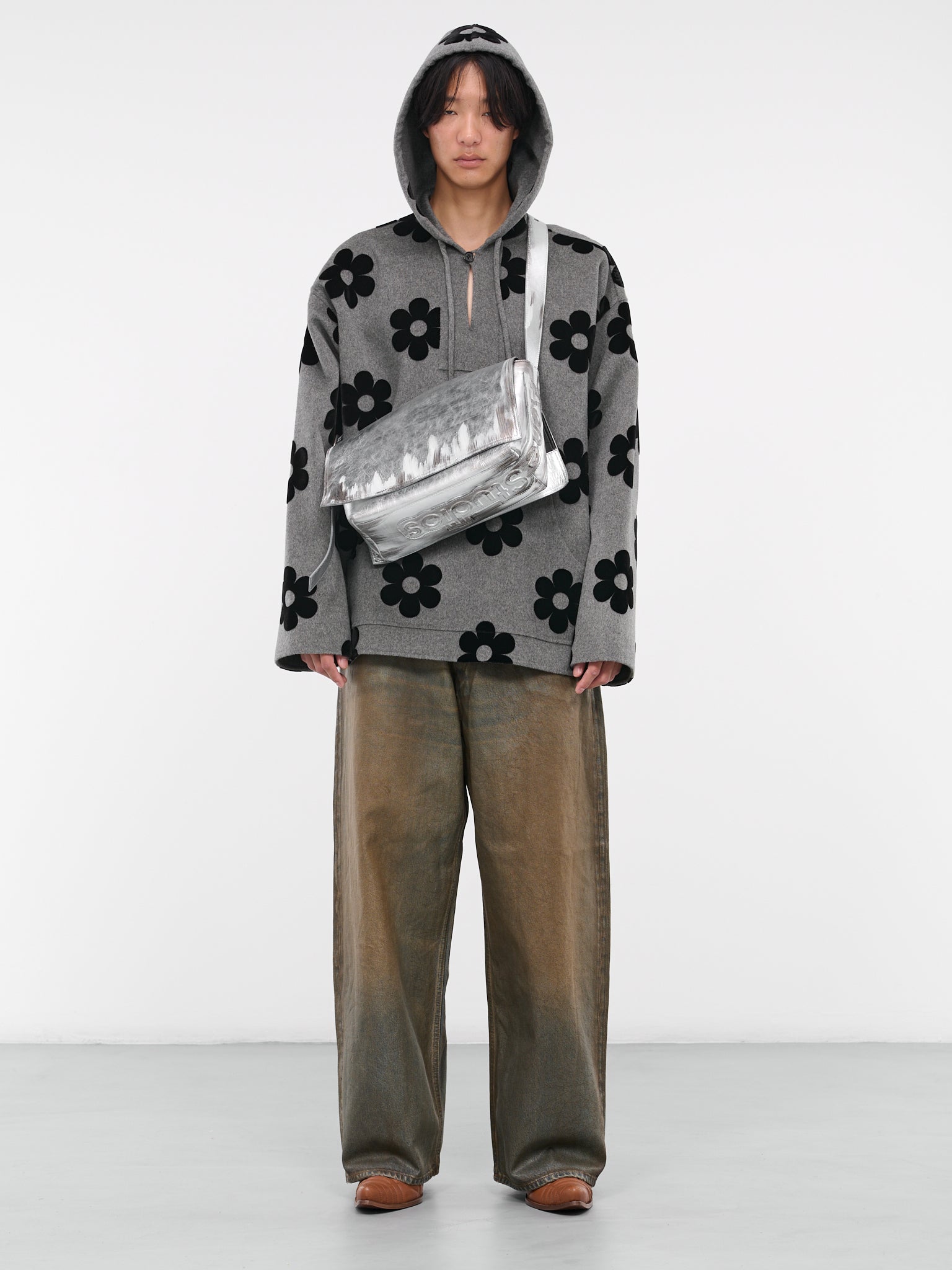 Flower Wool Hooded Jacket (FN-MN-OUTW000998-VINTAGE-GREY)