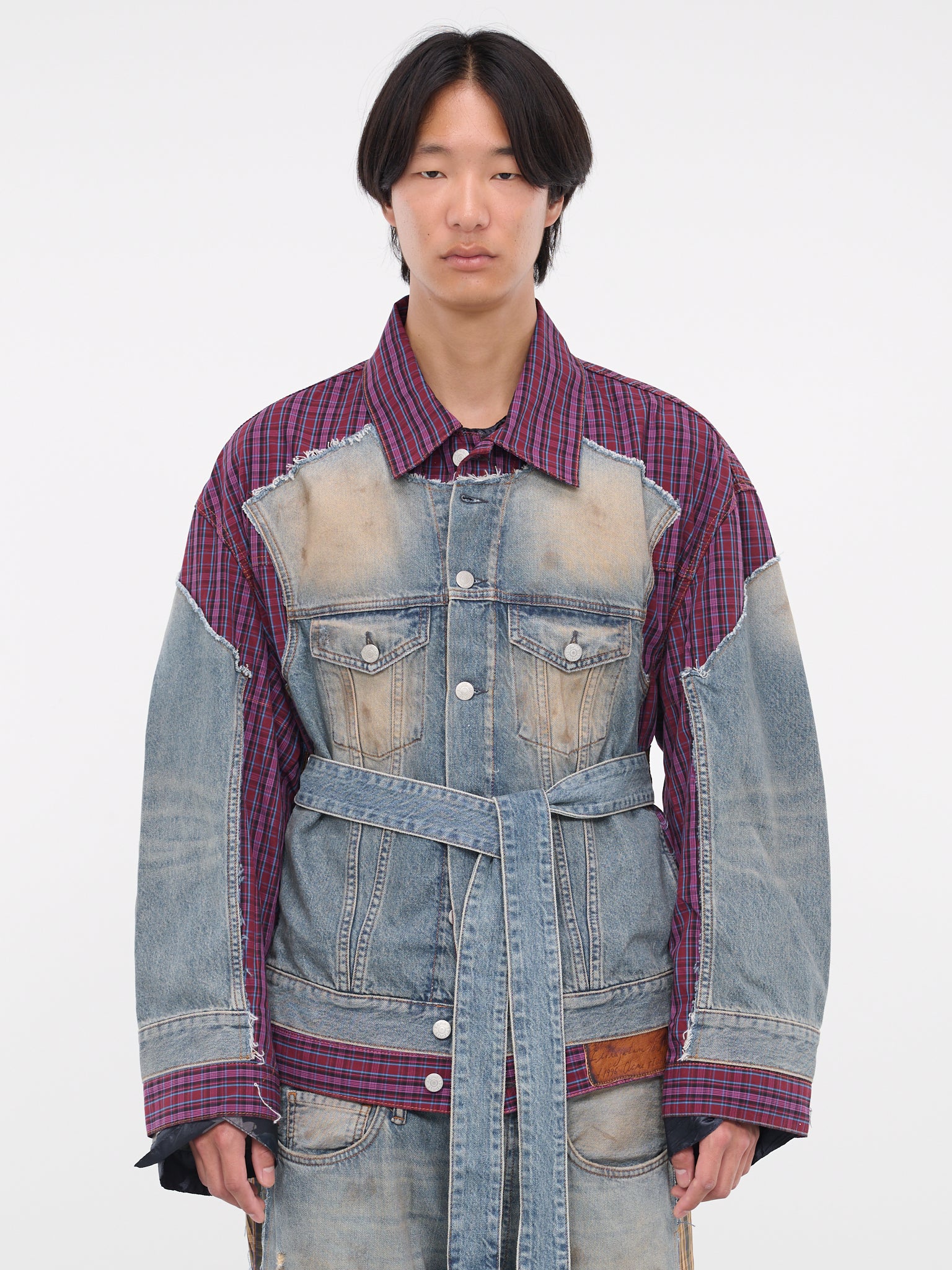 Check Denim Jacket (FN-MN-OUTW001000-MID-BLUE)