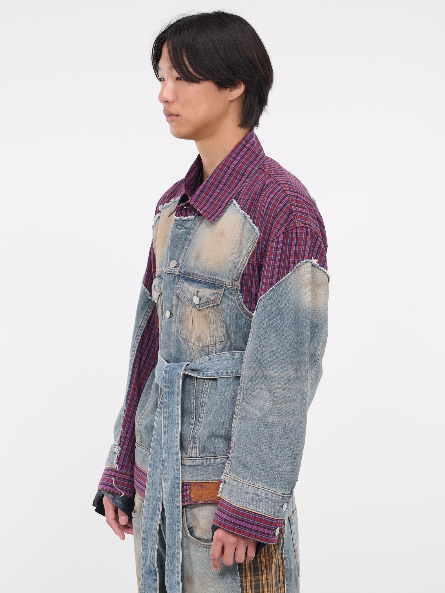 Check Denim Jacket (FN-MN-OUTW001000-MID-BLUE)