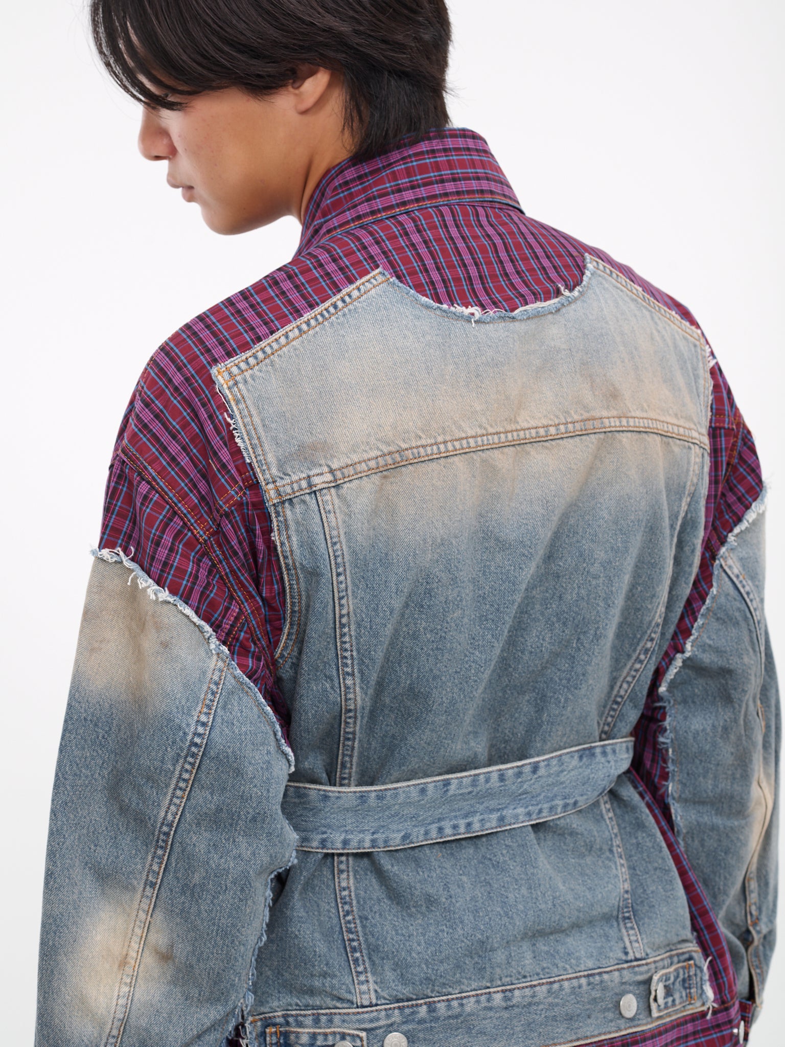 Check Denim Jacket (FN-MN-OUTW001000-MID-BLUE)