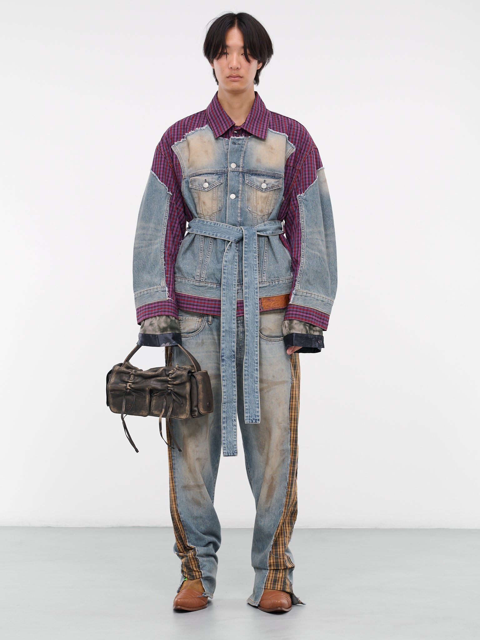Check Denim Jacket (FN-MN-OUTW001000-MID-BLUE)