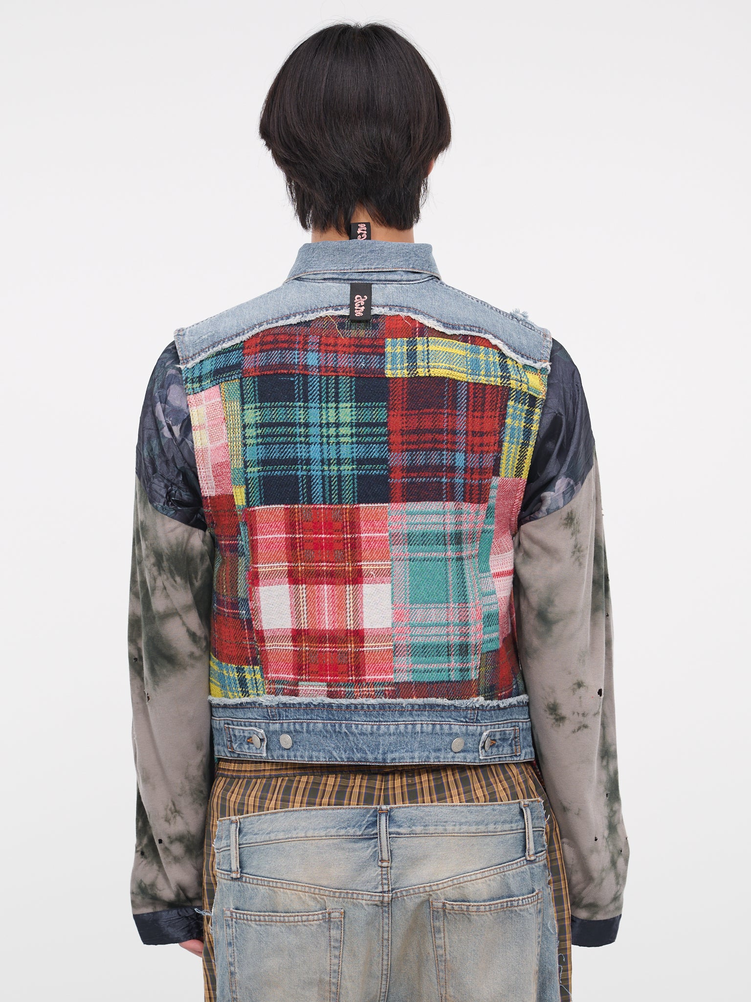 Denim Tartan Patchwork Vest (FN-MN-OUTW001002-MID-BLUE)