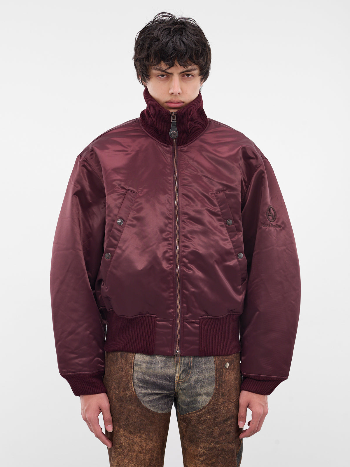 Burgundy Technical Nylon Bomber Jacket (FN-MN-OUTW001185-BURGUNDY)