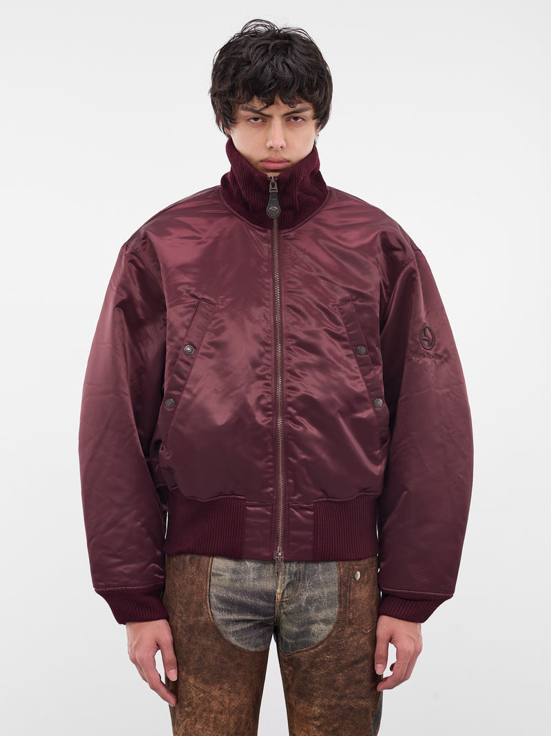 Burgundy Technical Nylon Bomber Jacket (FN-MN-OUTW001185-BURGUNDY)