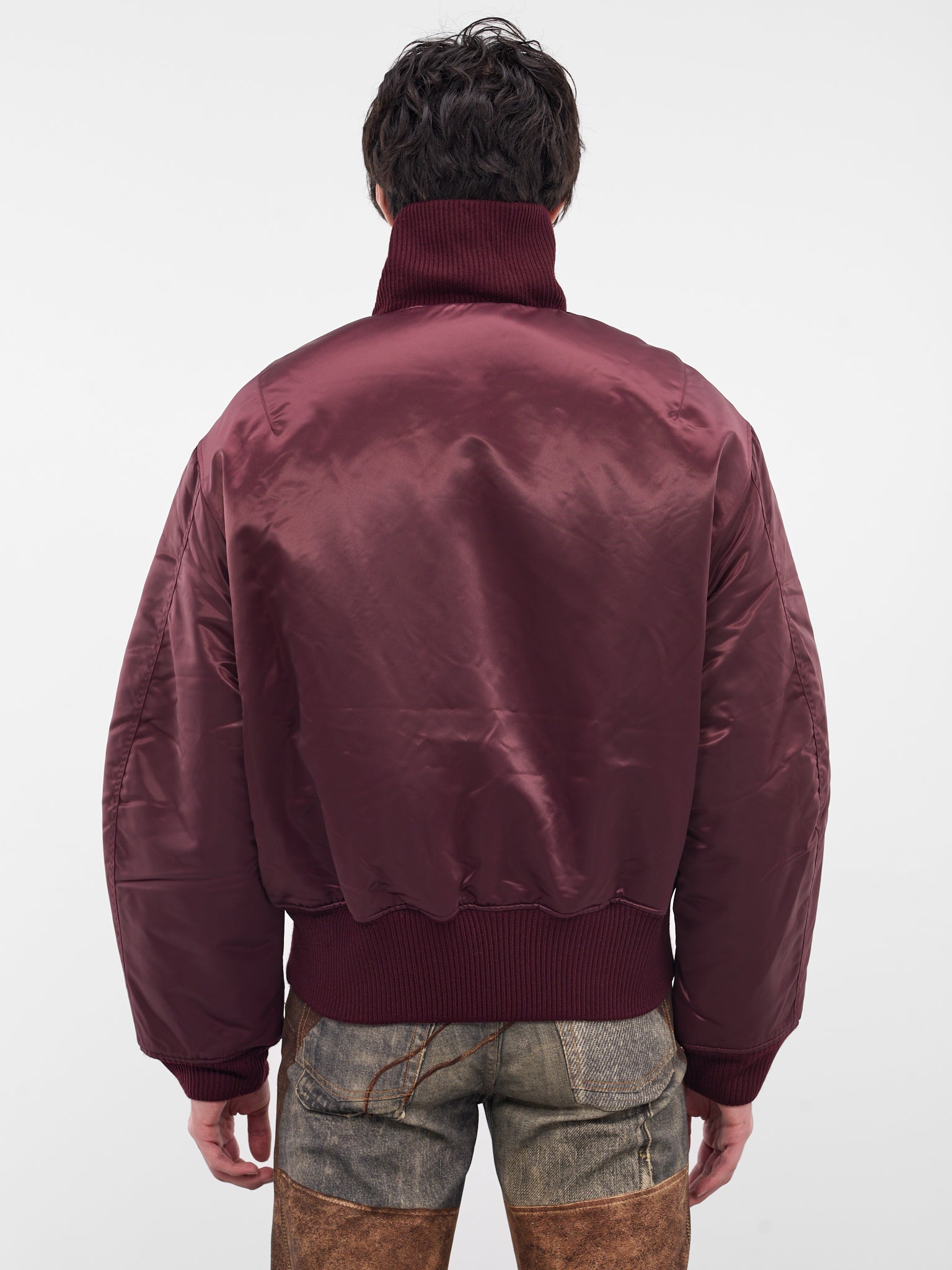 Burgundy Technical Nylon Bomber Jacket (FN-MN-OUTW001185-BURGUNDY)