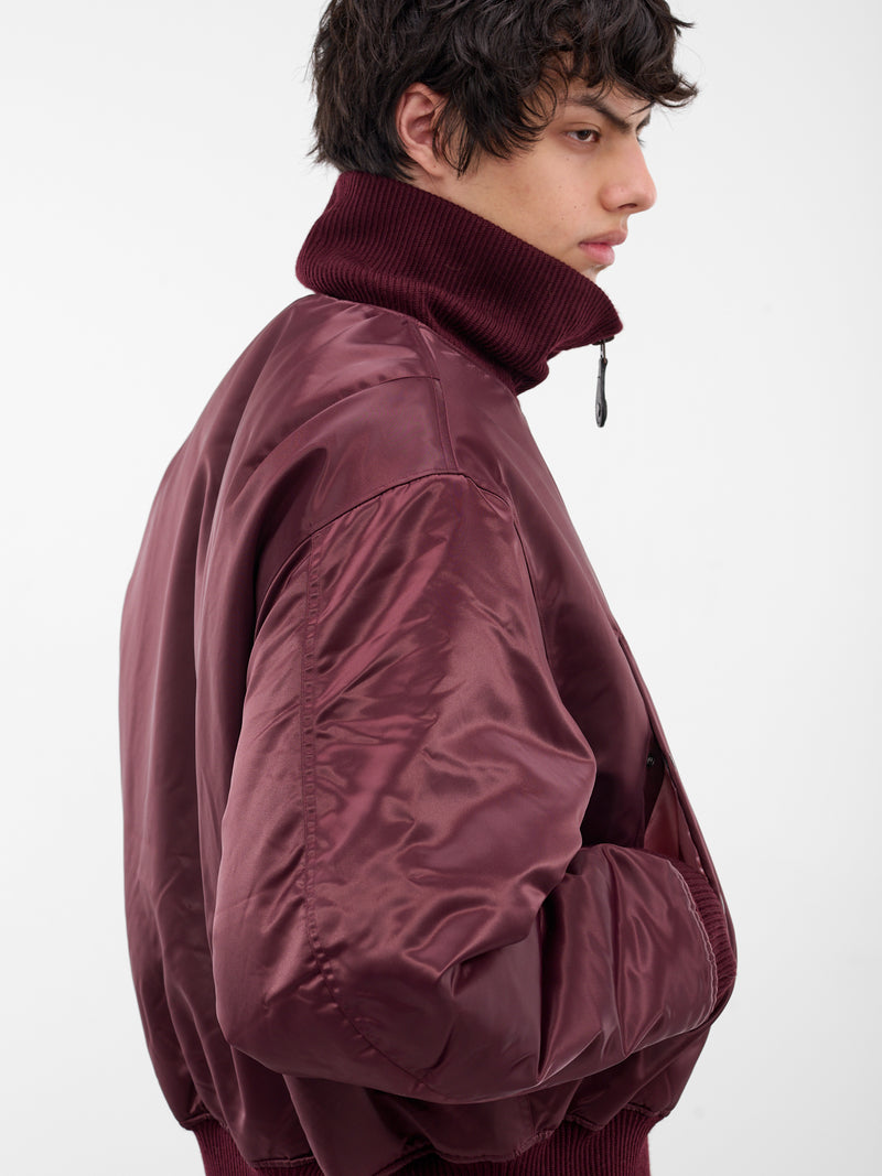 Burgundy Technical Nylon Bomber Jacket (FN-MN-OUTW001185-BURGUNDY)
