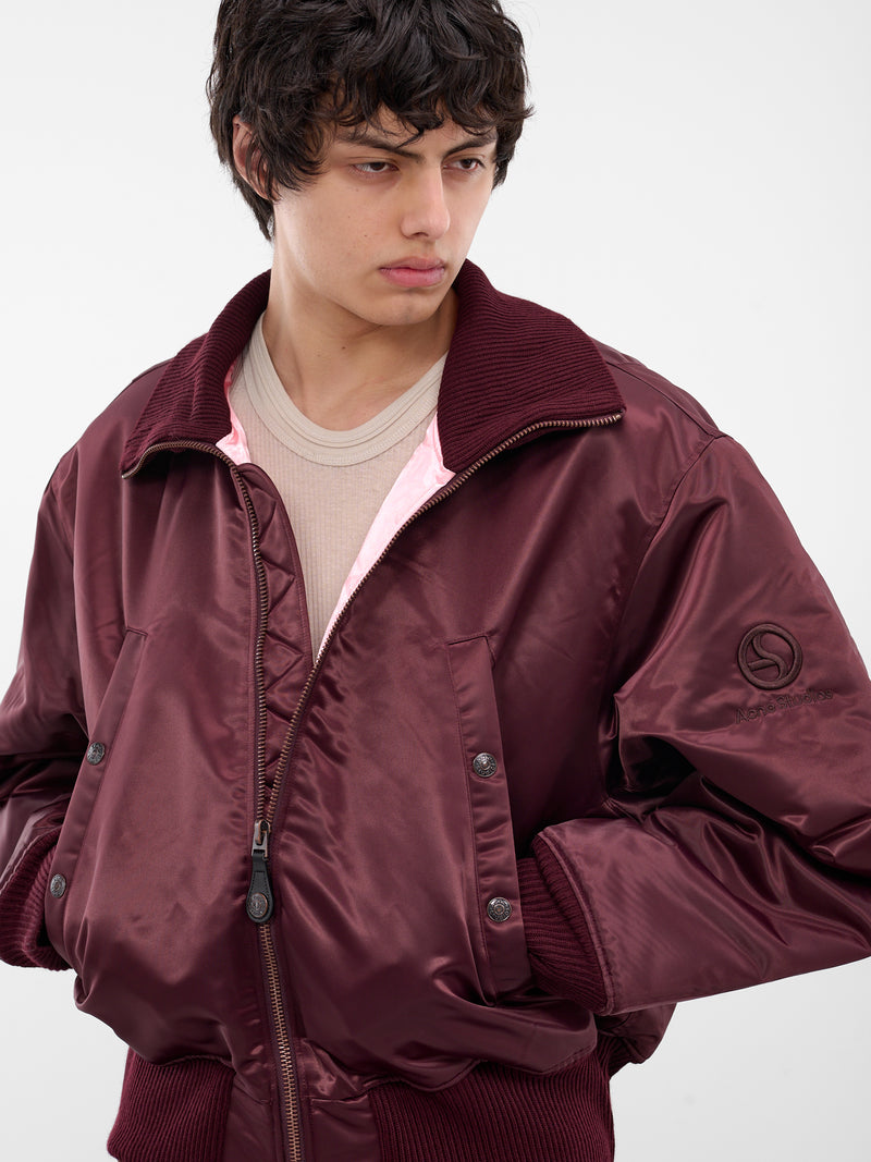 Burgundy Technical Nylon Bomber Jacket (FN-MN-OUTW001185-BURGUNDY)