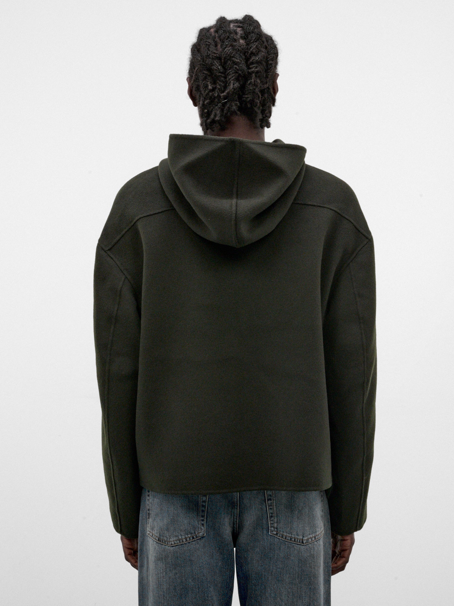 Green Wool-Cashmere Zip Hoodie (FN-MN-OUTW001238-DARK-GREEN)