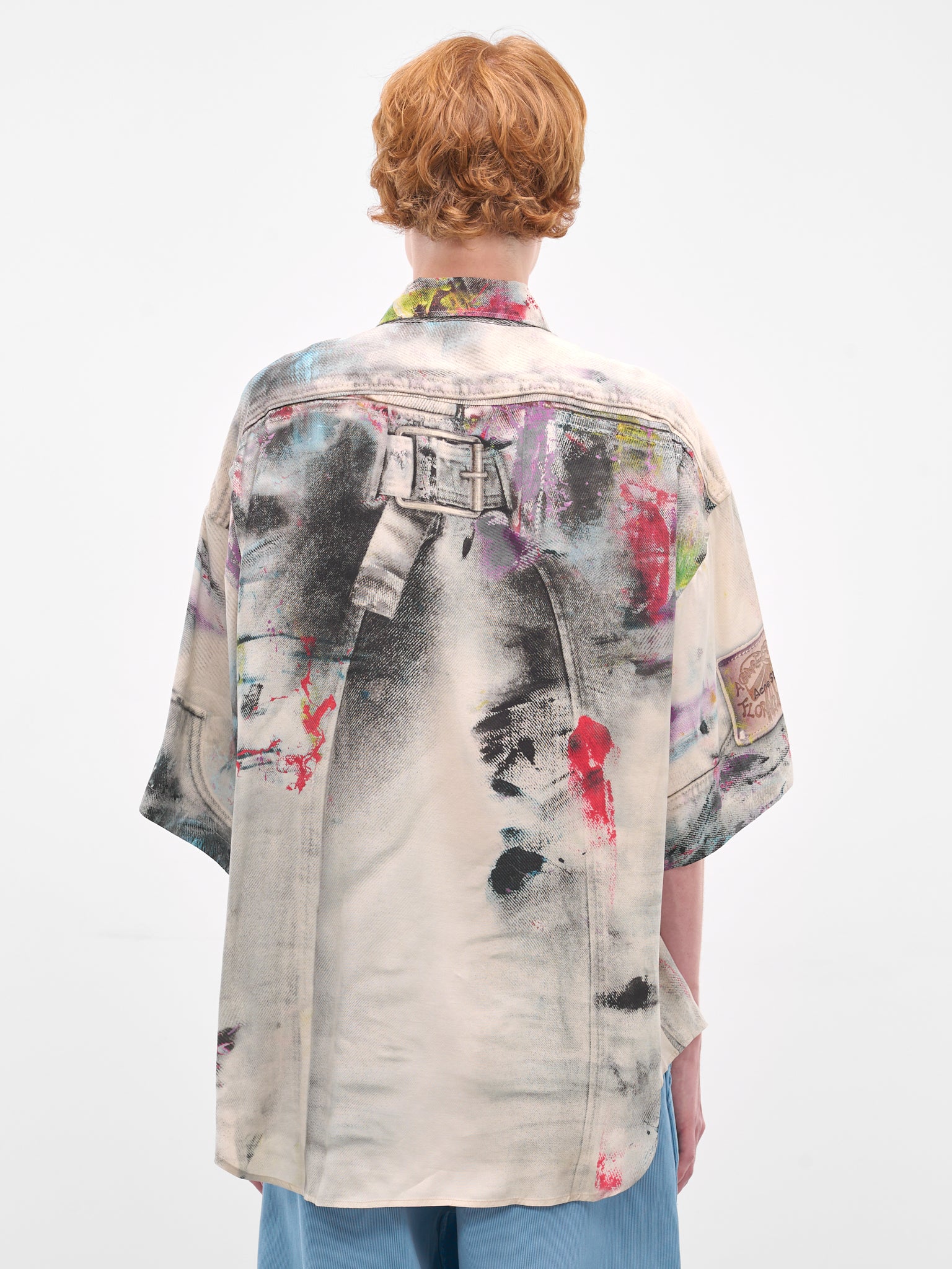 Trompe L'oeil Paint Print Shirt (FN-MN-SHIR000906-WHITE-MULTI)