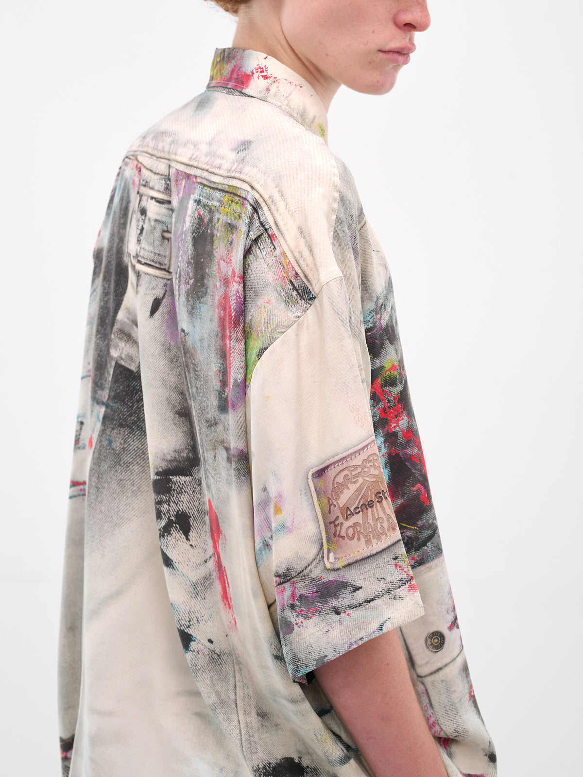 Trompe L'oeil Paint Print Shirt (FN-MN-SHIR000906-WHITE-MULTI)