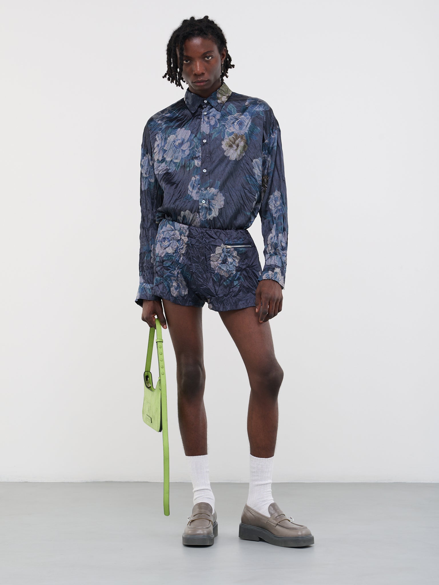 ACNE STUDIOS Crinkled Floral Shorts | H. Lorenzo - styled 