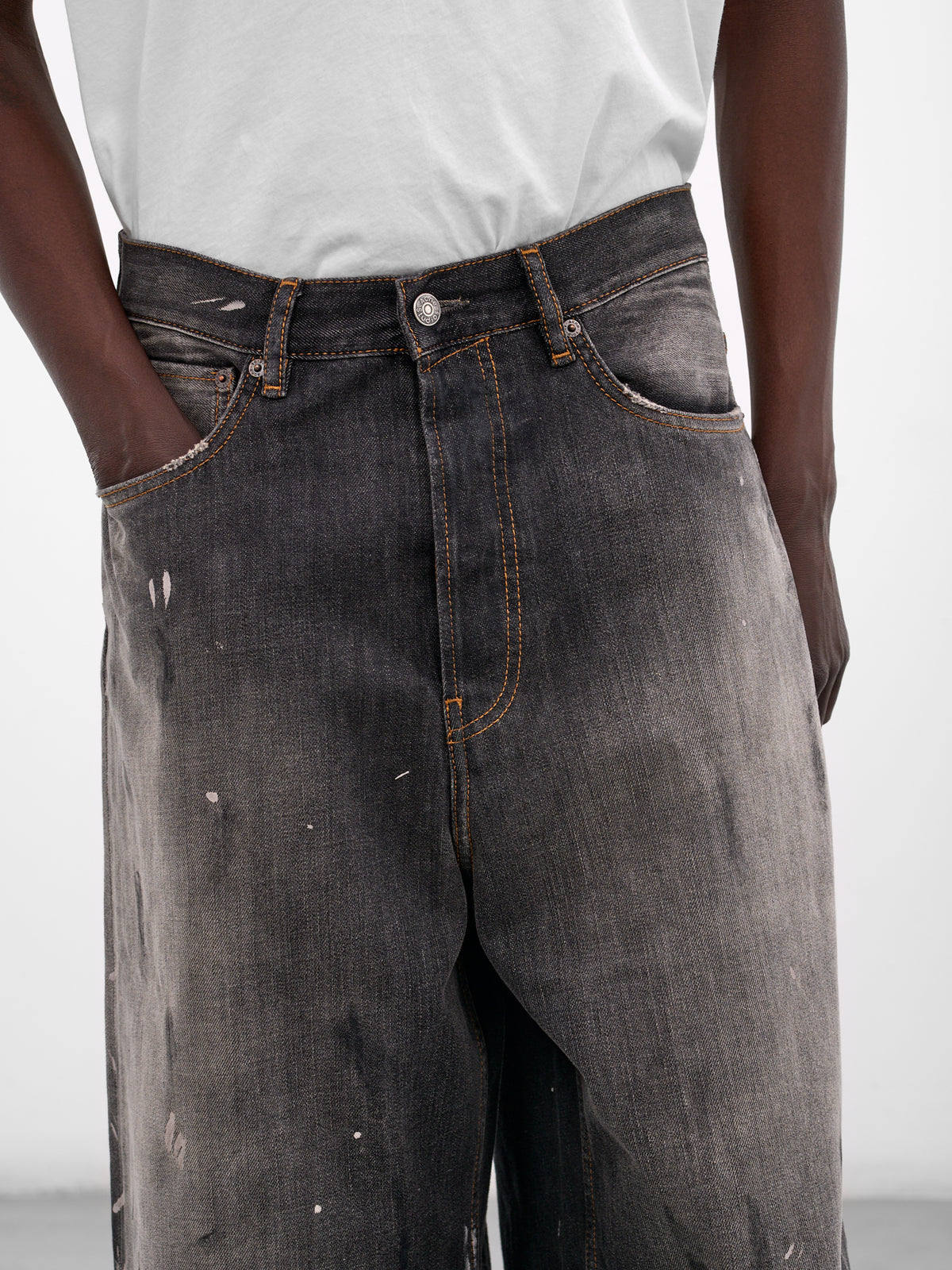 Black Faded Dirty Denim Shorts (FN-MN-SHOR000263-BLACK)