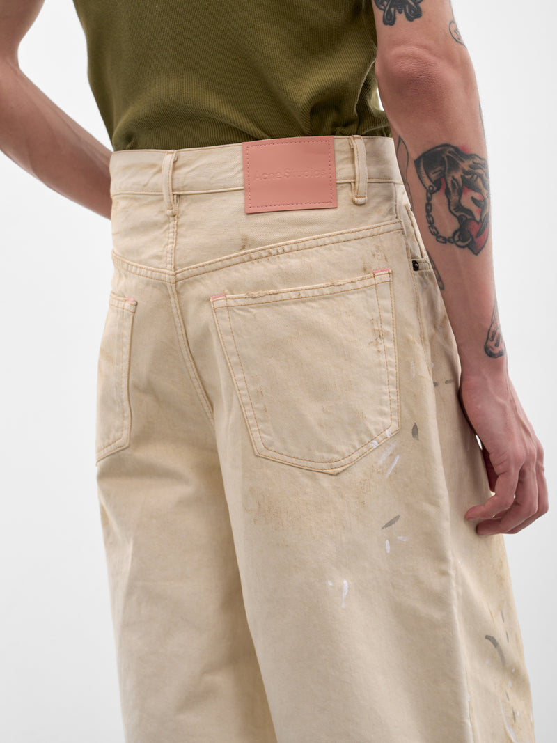 White Distressed Denim Shorts (FN-MN-SHOR000295-WHITE)