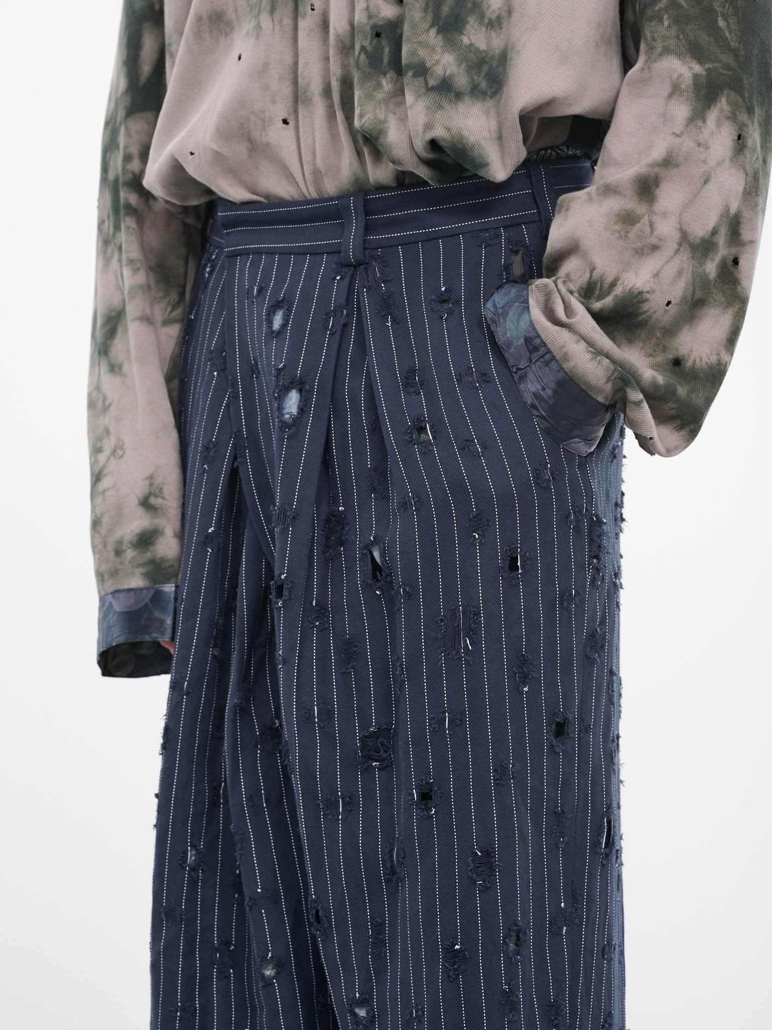 Distressed Tailored Trousers (FN-MN-TROU000896-NAVY)
