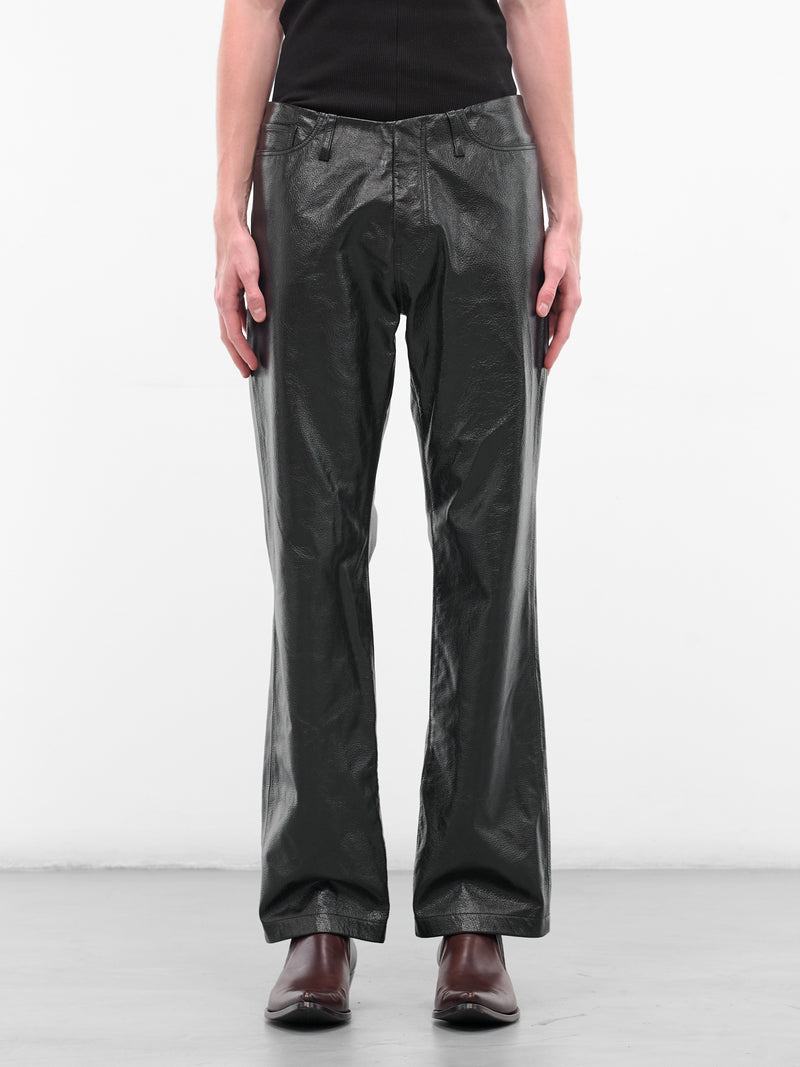 Black Leather Flared Trousers (FN-MN-TROU001126-BLACK)