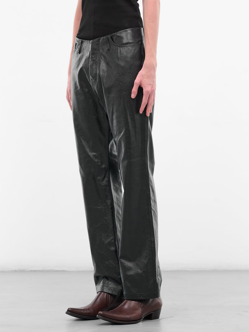 Black Leather Flared Trousers (FN-MN-TROU001126-BLACK)