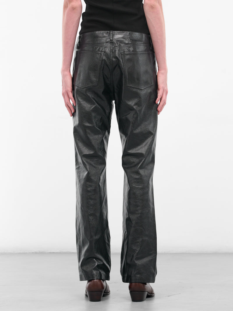Black Leather Flared Trousers (FN-MN-TROU001126-BLACK)