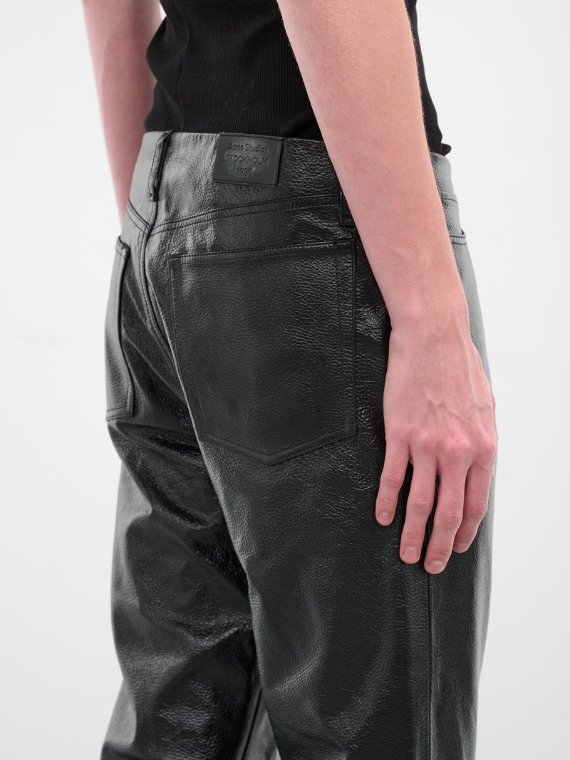 Black Leather Flared Trousers (FN-MN-TROU001126-BLACK)