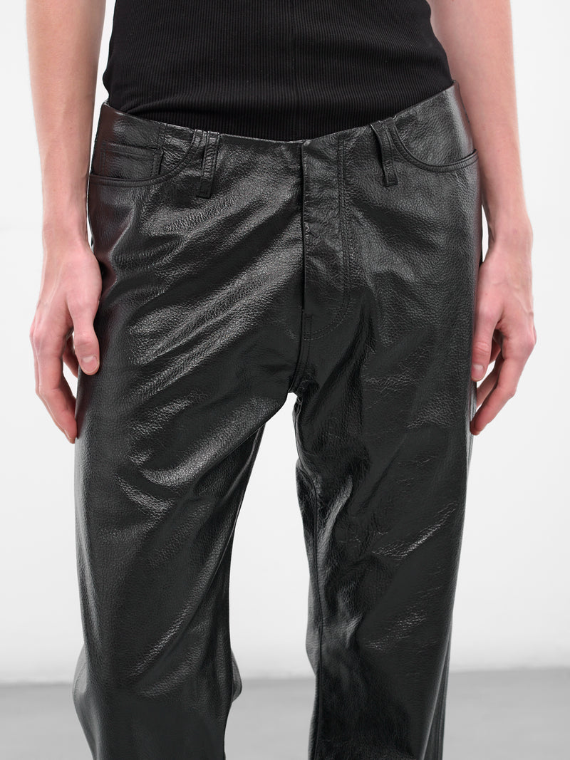 Black Leather Flared Trousers (FN-MN-TROU001126-BLACK)
