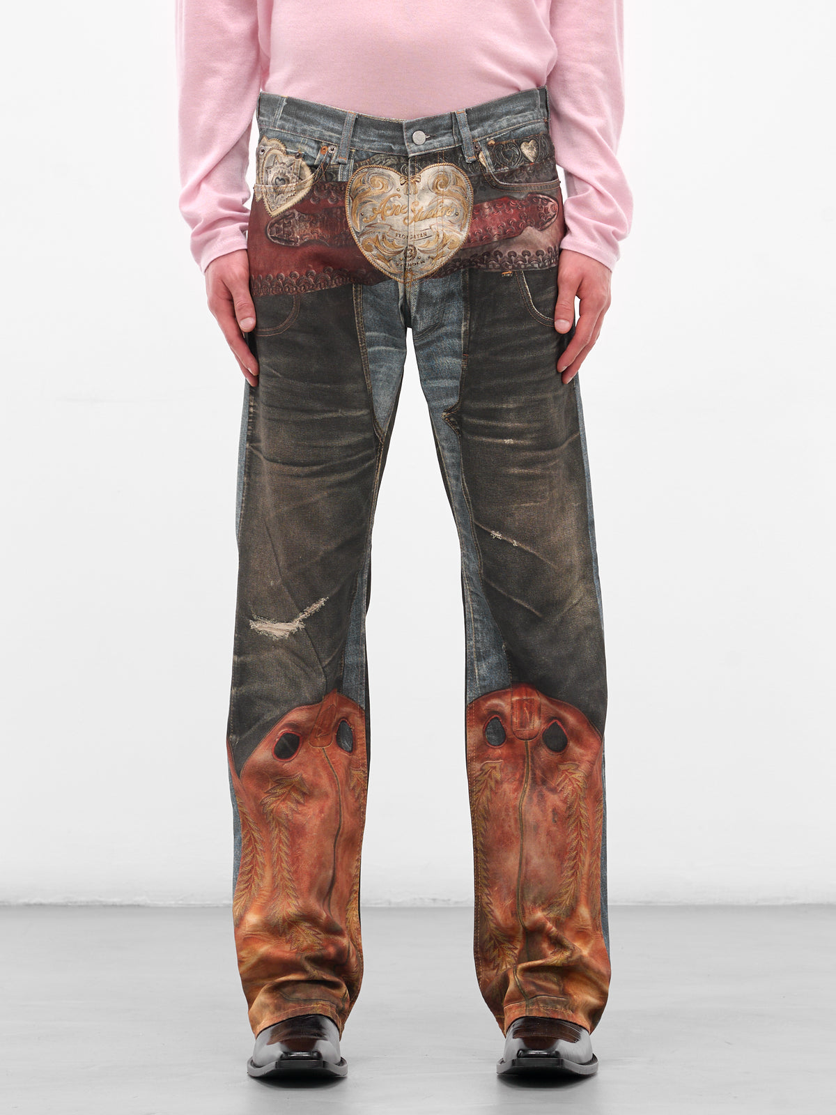 Trompe L'oeil 2010 Straight Jeans (FN-MN-TROU001127-BLUE-BLACK)