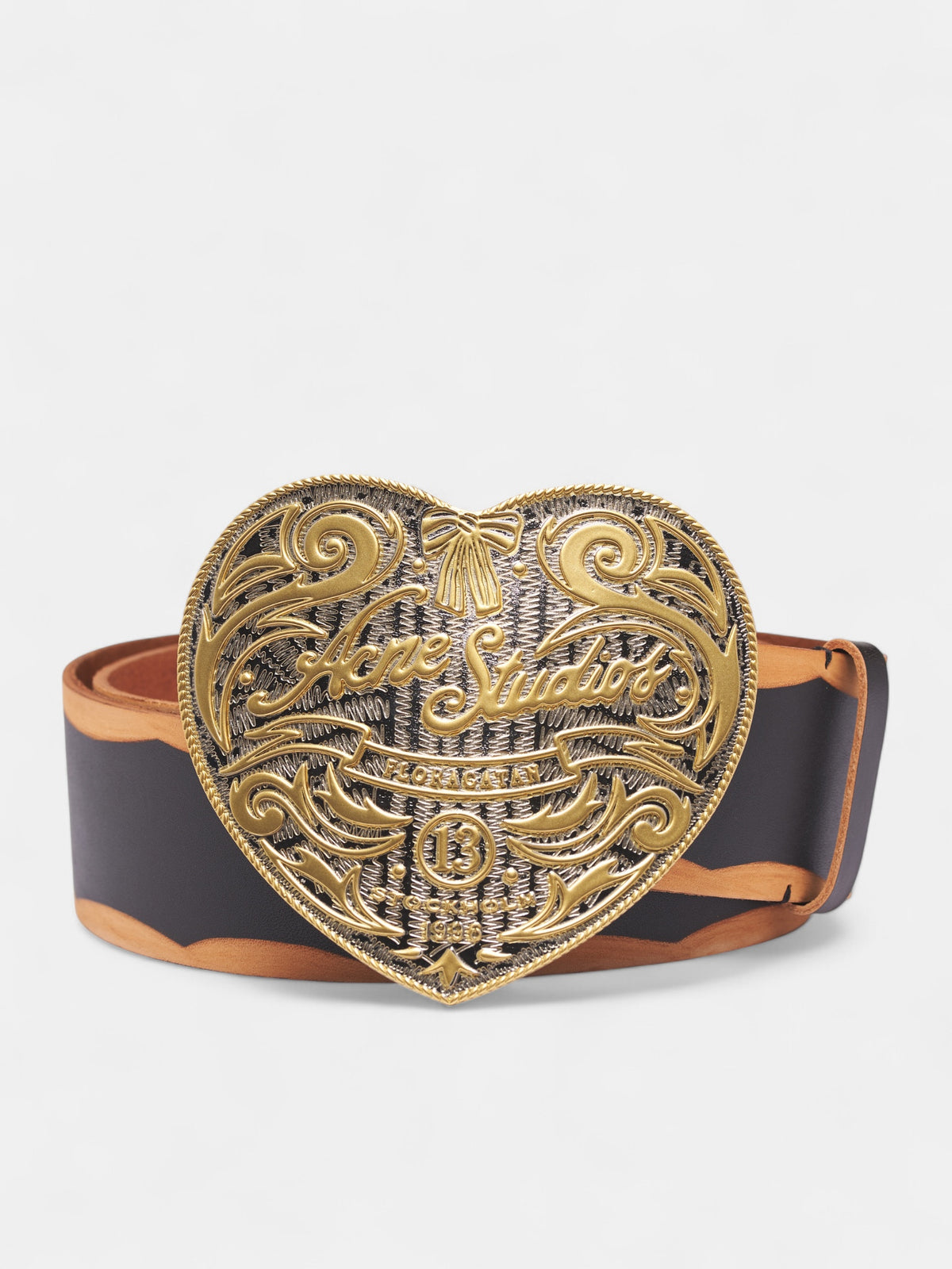 Black Heart Logo Buckle Belt (FN-UX-ACCS000178-BLACK-CAMEL)