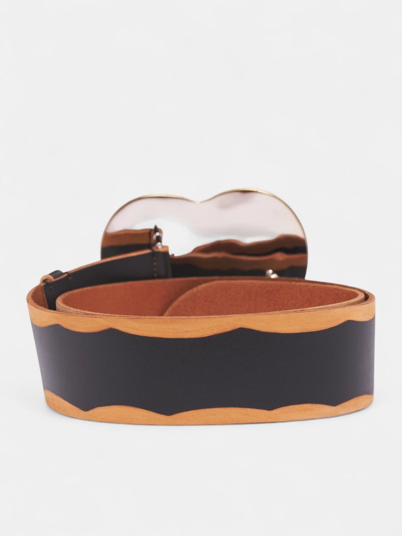 Black Heart Logo Buckle Belt (FN-UX-ACCS000178-BLACK-CAMEL)