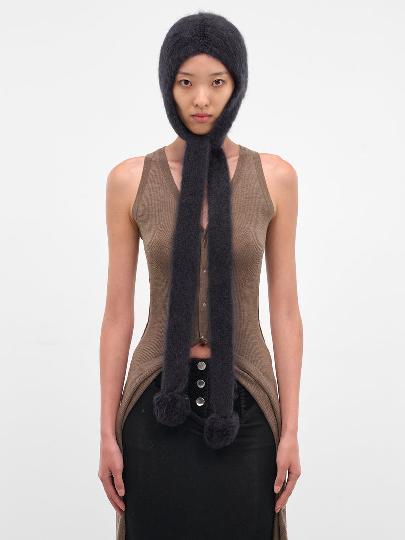 Black Mohair Earflaps Cap (FN-UX-ACCS000195-BLACK)