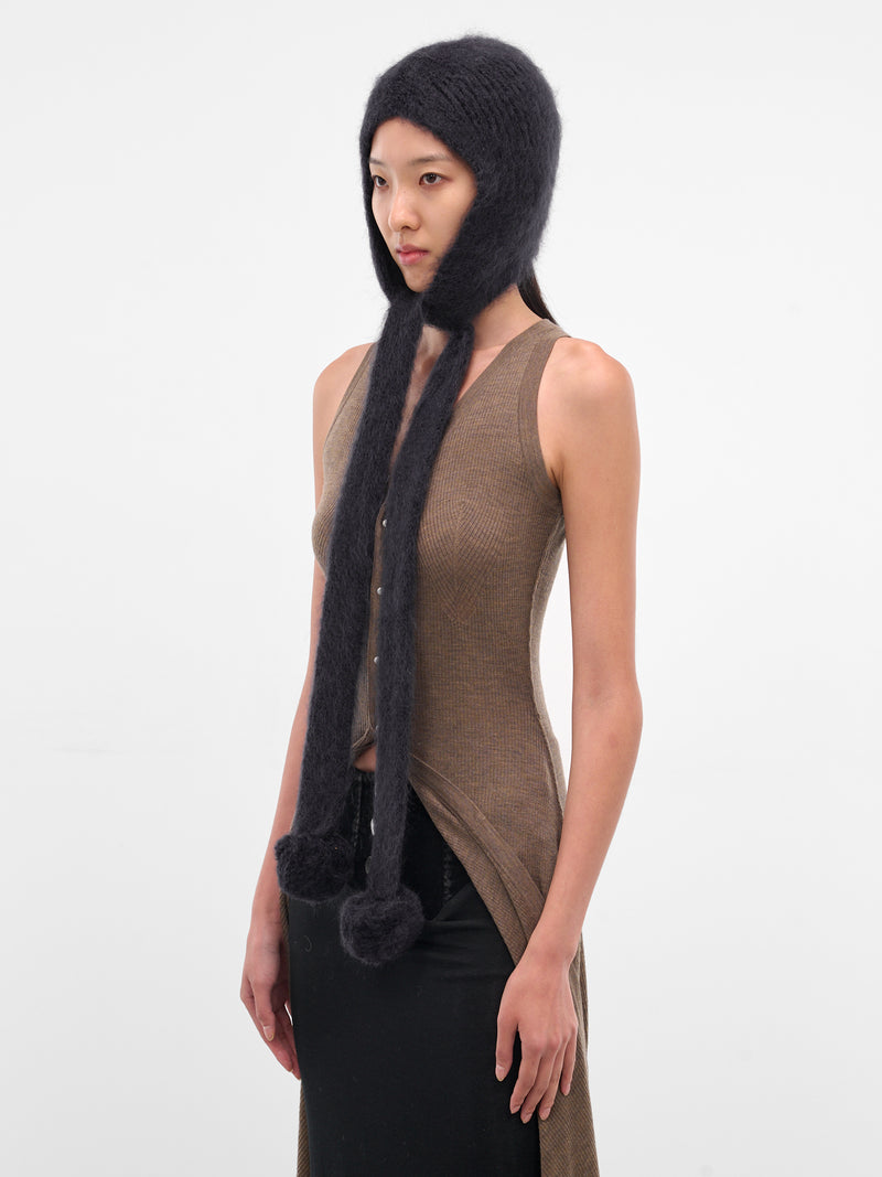 Black Mohair Earflaps Cap (FN-UX-ACCS000195-BLACK)
