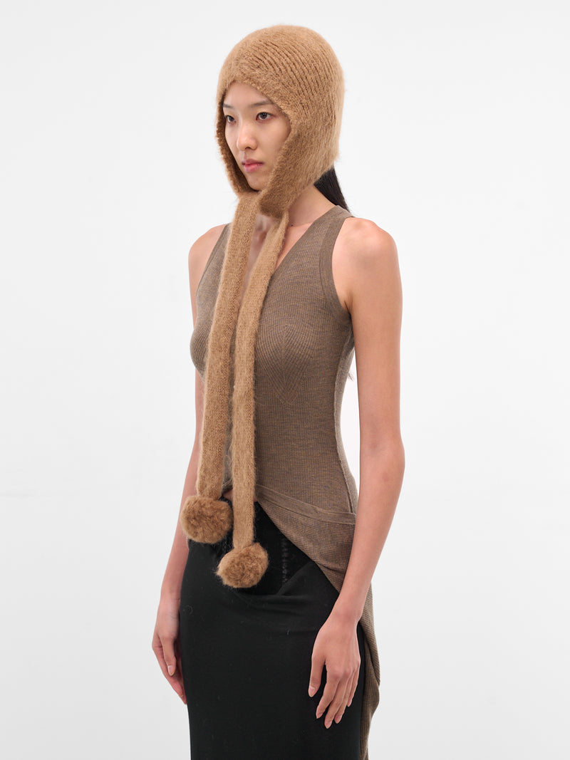 Beige Mohair Earflaps Cap (FN-UX-ACCS000195-CLAY-BEIGE)