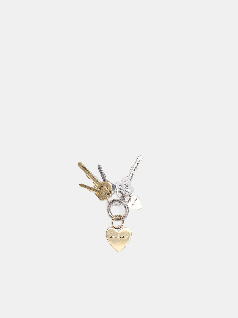 Logo Key & Heart Ring Keychain (FN-UX-ACCS000196-GOLD-SILVER)
