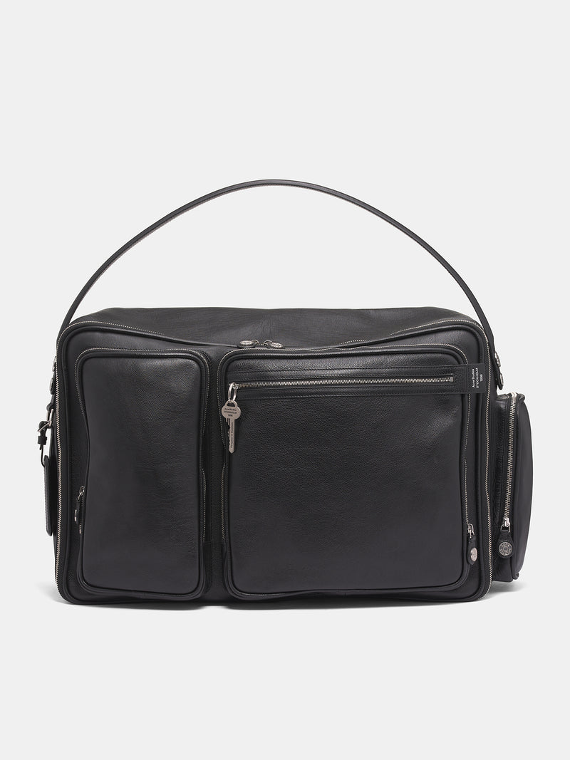 Black Leather Camero Hotel Bag (FN-UX-BAGS000202-BLACK)