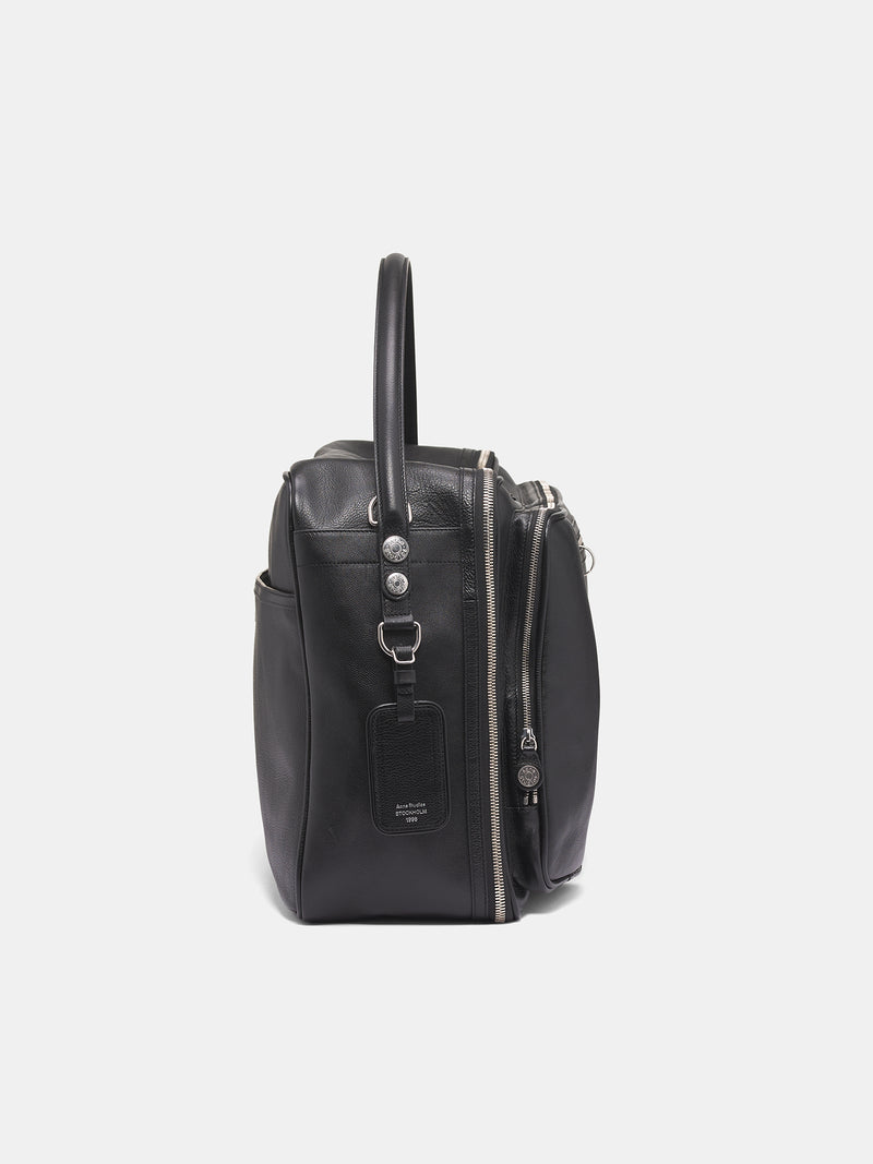 Black Leather Camero Hotel Bag (FN-UX-BAGS000202-BLACK)