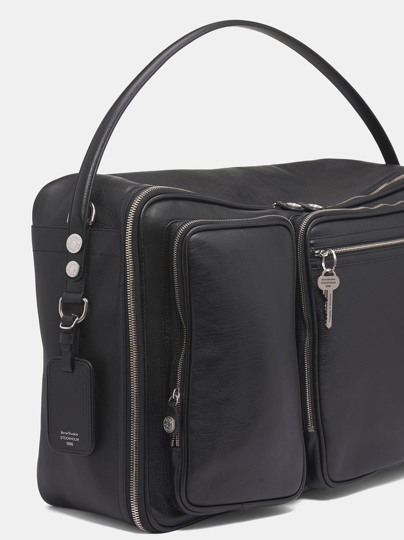 Black Leather Camero Hotel Bag (FN-UX-BAGS000202-BLACK)