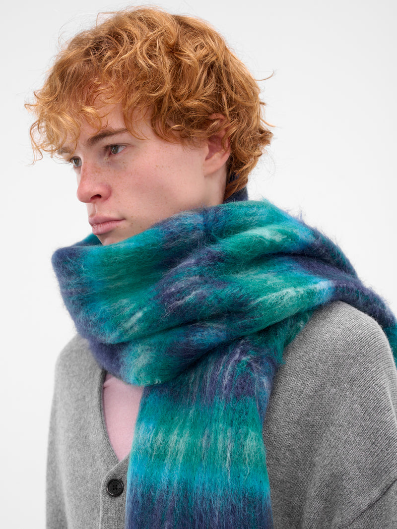 Blue & Green Check Mohair Scarf (FN-UX-SCAR000458-BLUE-GREEN)