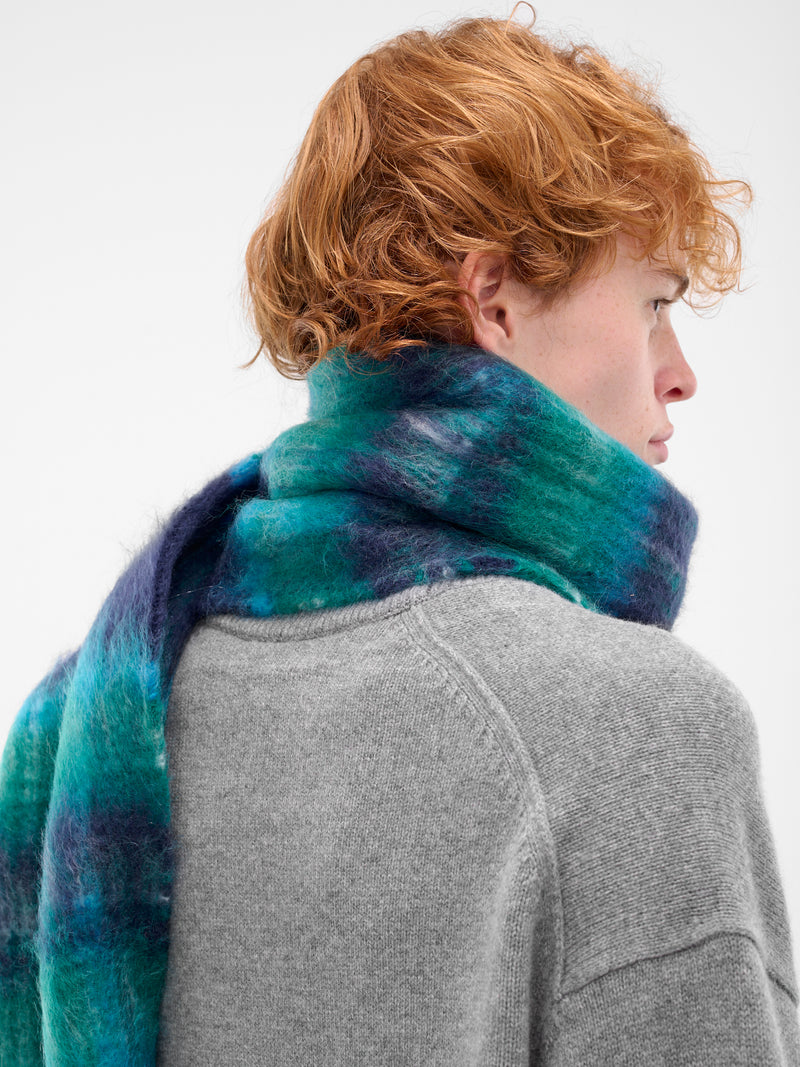 Blue & Green Check Mohair Scarf (FN-UX-SCAR000458-BLUE-GREEN)