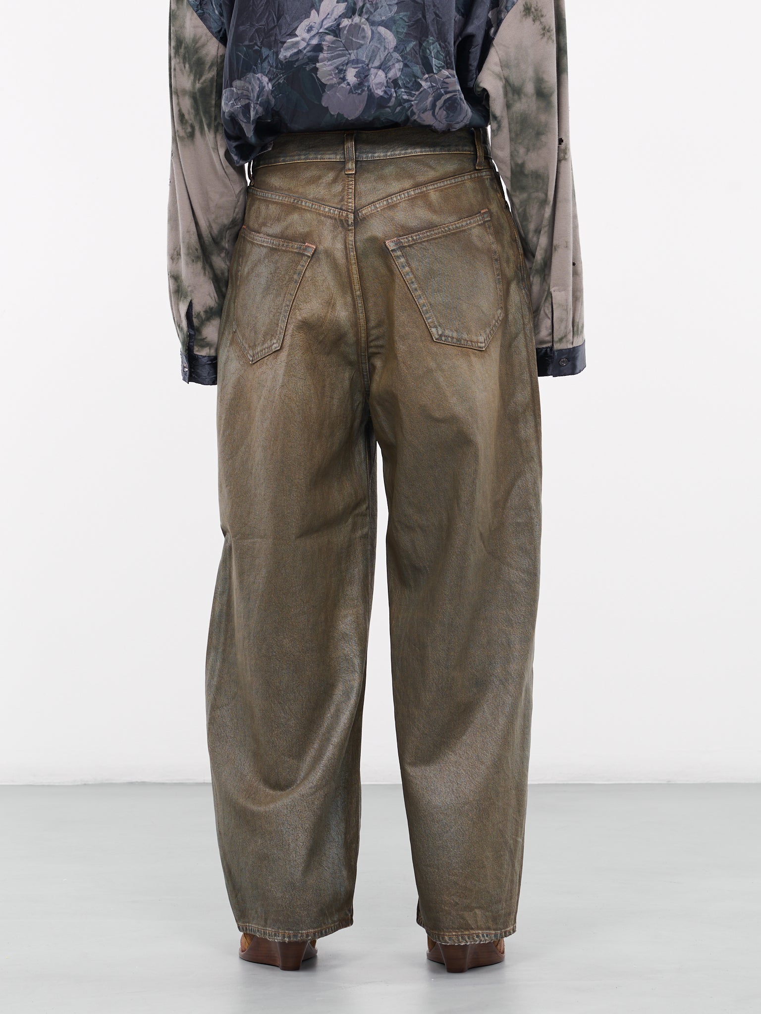 Oil Coated Baggy Jeans (FN-UX-5PKT000044-MID-BLUE)