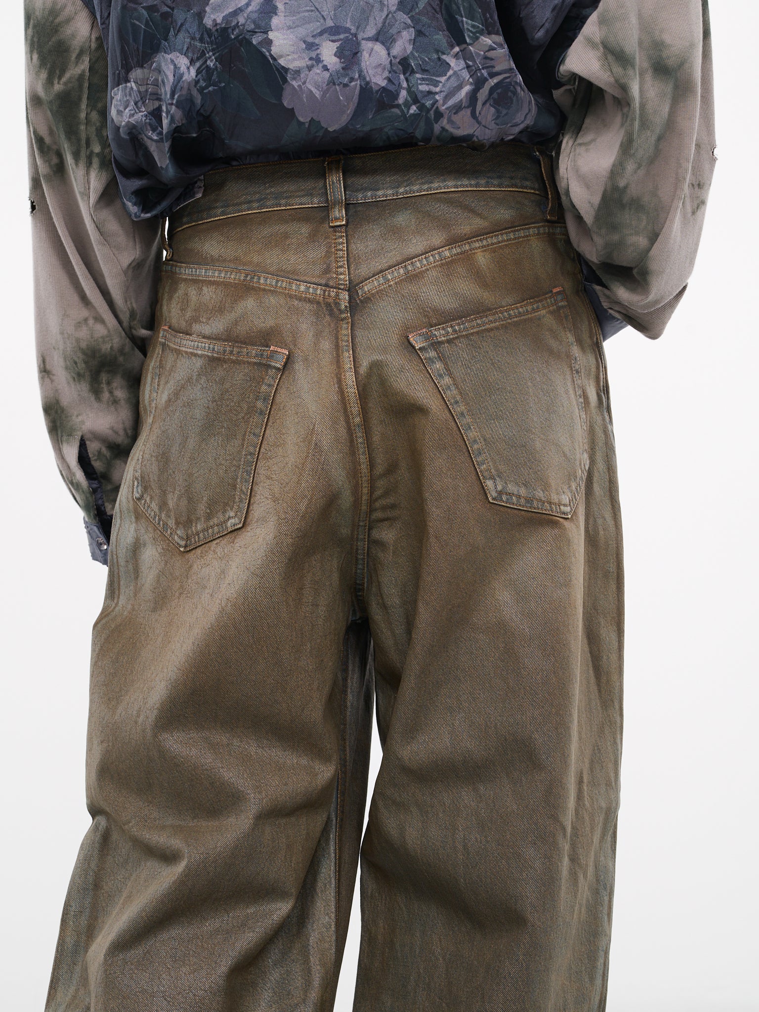 Oil Coated Baggy Jeans (FN-UX-5PKT000044-MID-BLUE)