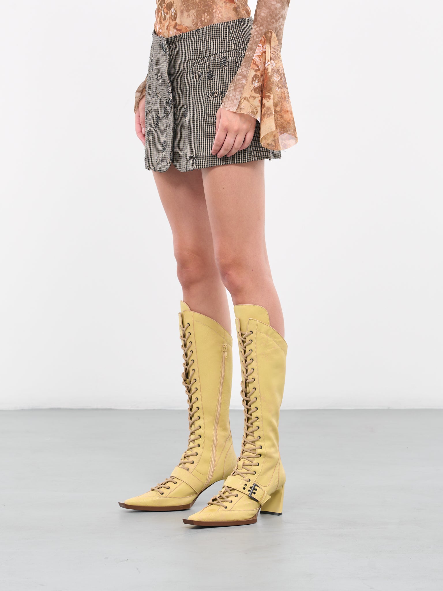 Distressed Tweed Skirt (FN-WN-SKIR000607-GREY-BEIGE)