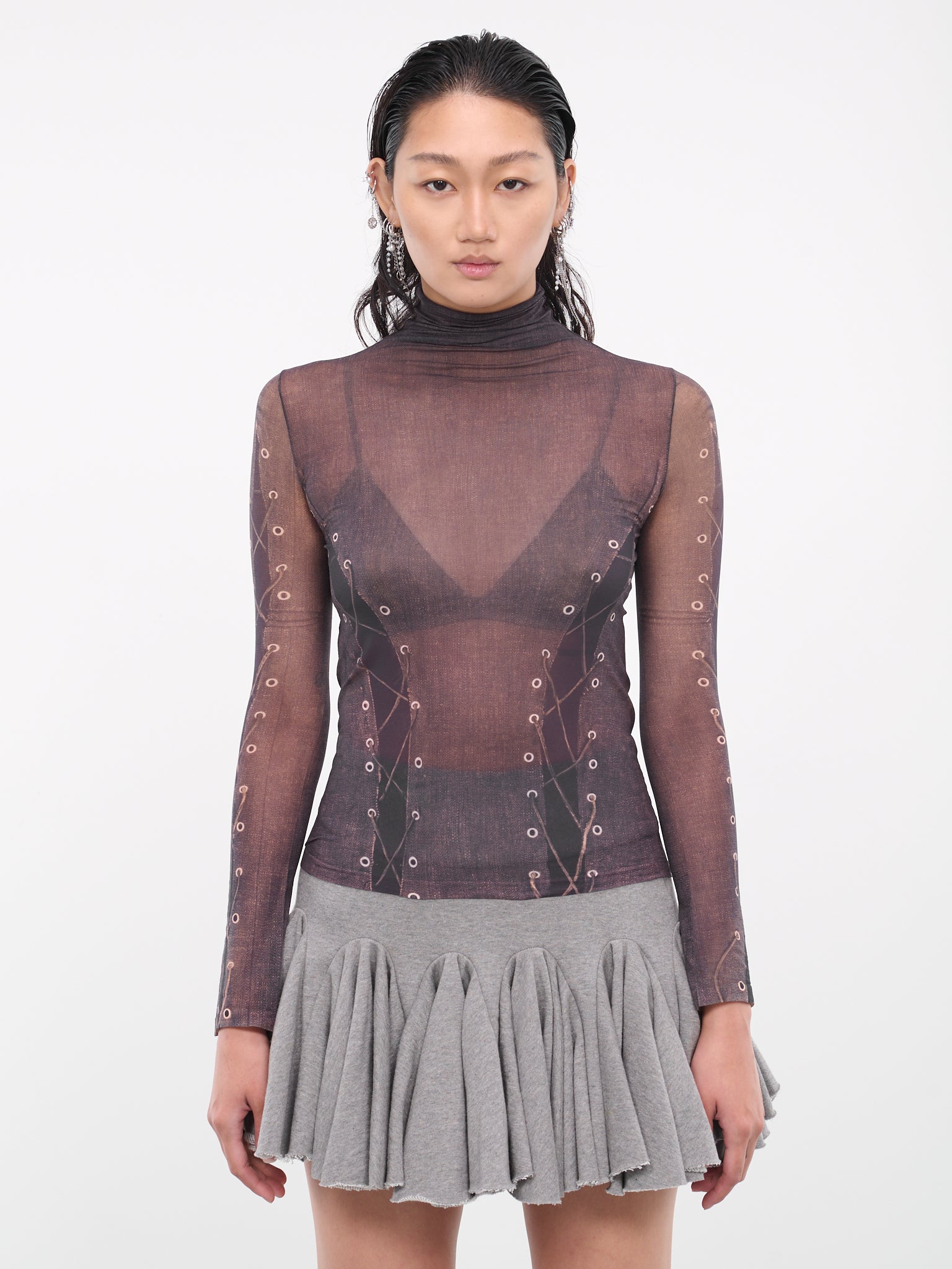 Trompe l'oeil Top (FN-WN-TSHI000595-DARK-BROWN-BE)
