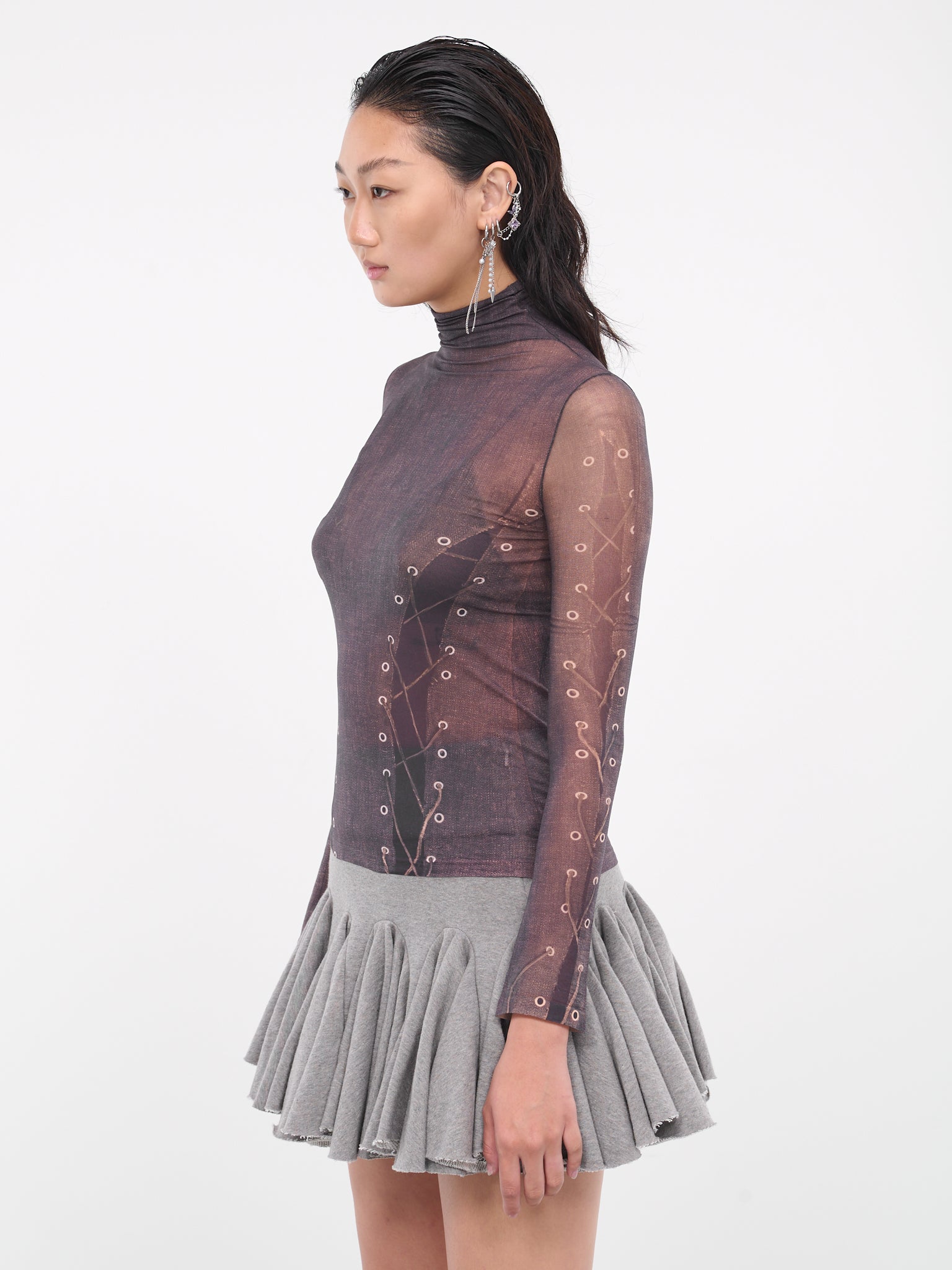 Trompe l'oeil Top (FN-WN-TSHI000595-DARK-BROWN-BE)