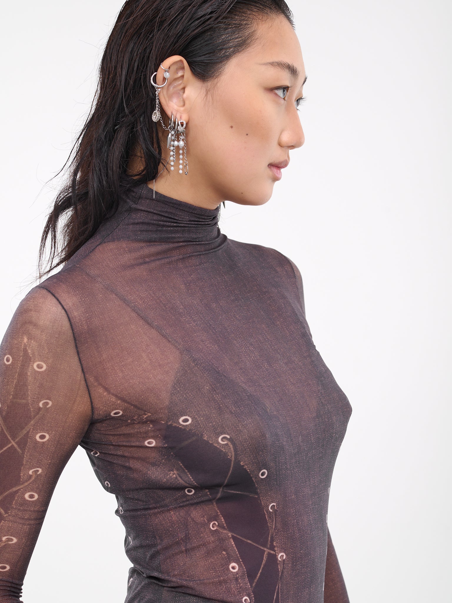 Trompe l'oeil Top (FN-WN-TSHI000595-DARK-BROWN-BE)