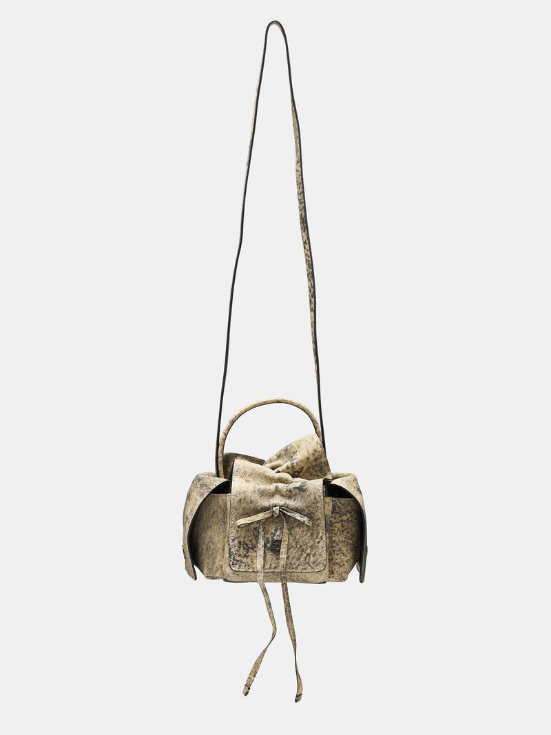 Distressed Leather Bag (FN-WN-BAGS000380-BEIGE-GREEN)