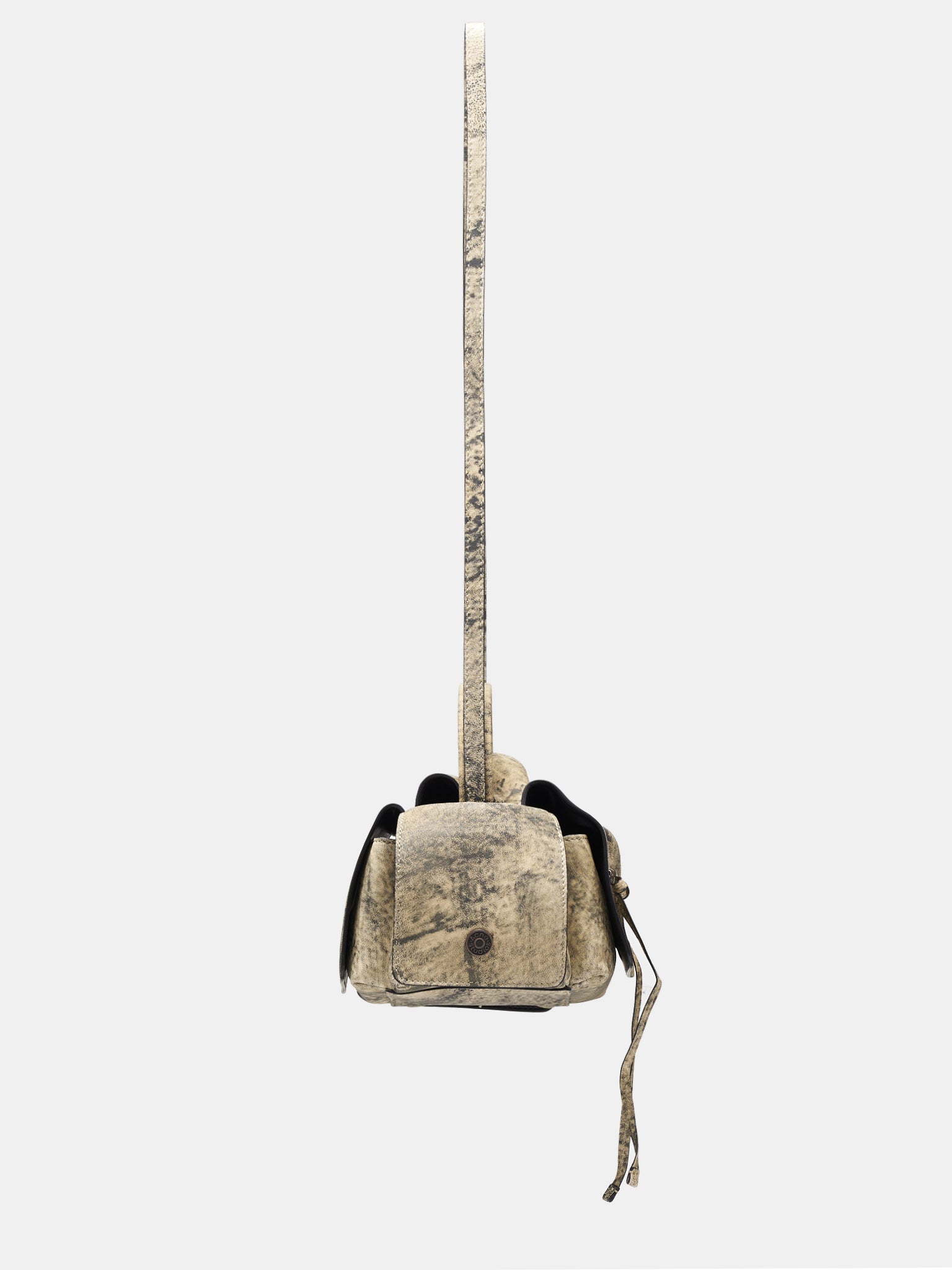 Distressed Leather Bag (FN-WN-BAGS000380-BEIGE-GREEN)