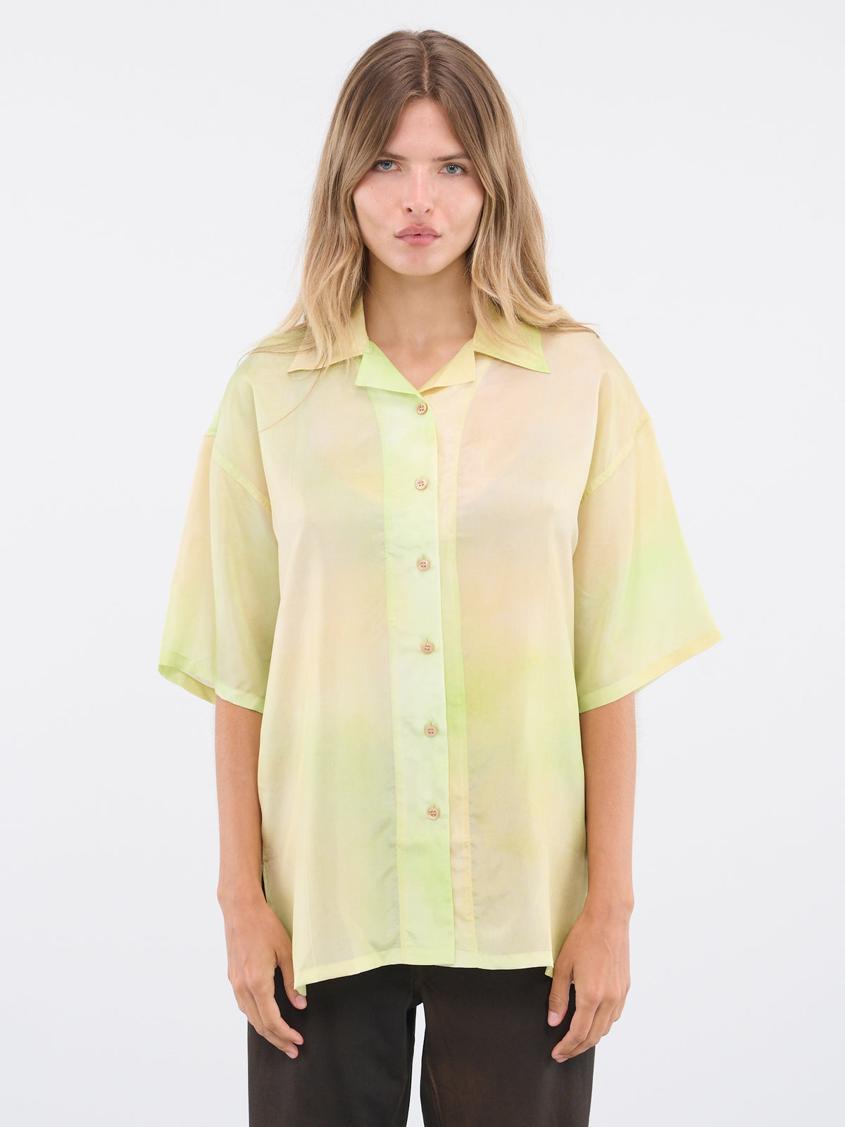 Silk Shirt (FN-WN-BLOU001003-LIME-GREEN)