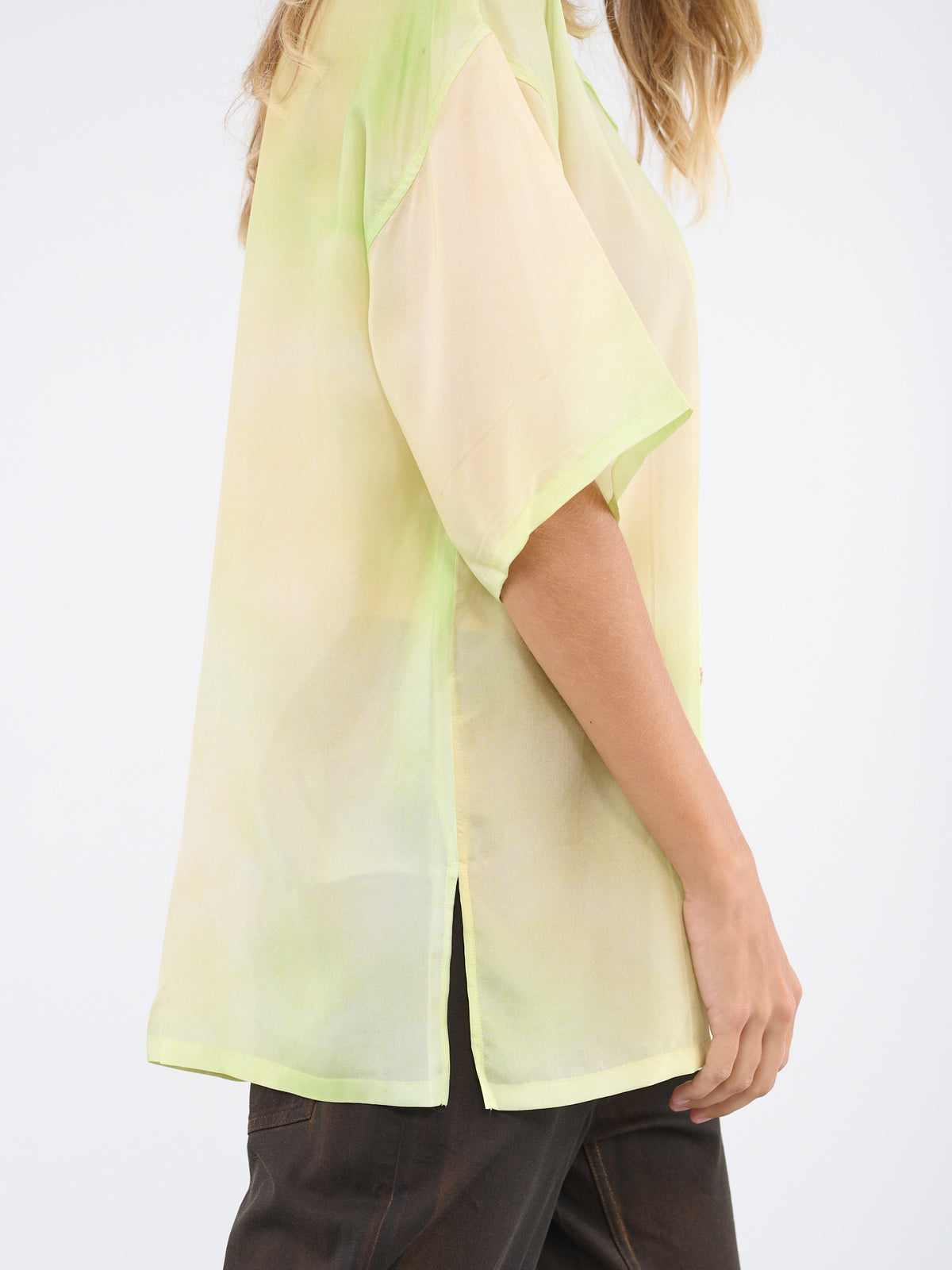 Silk Shirt (FN-WN-BLOU001003-LIME-GREEN)