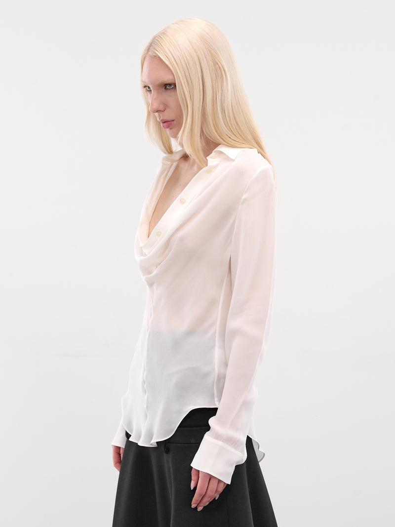 White Silk Long Sleeve Blouse (FN-WN-BLOU001202-WHITE)