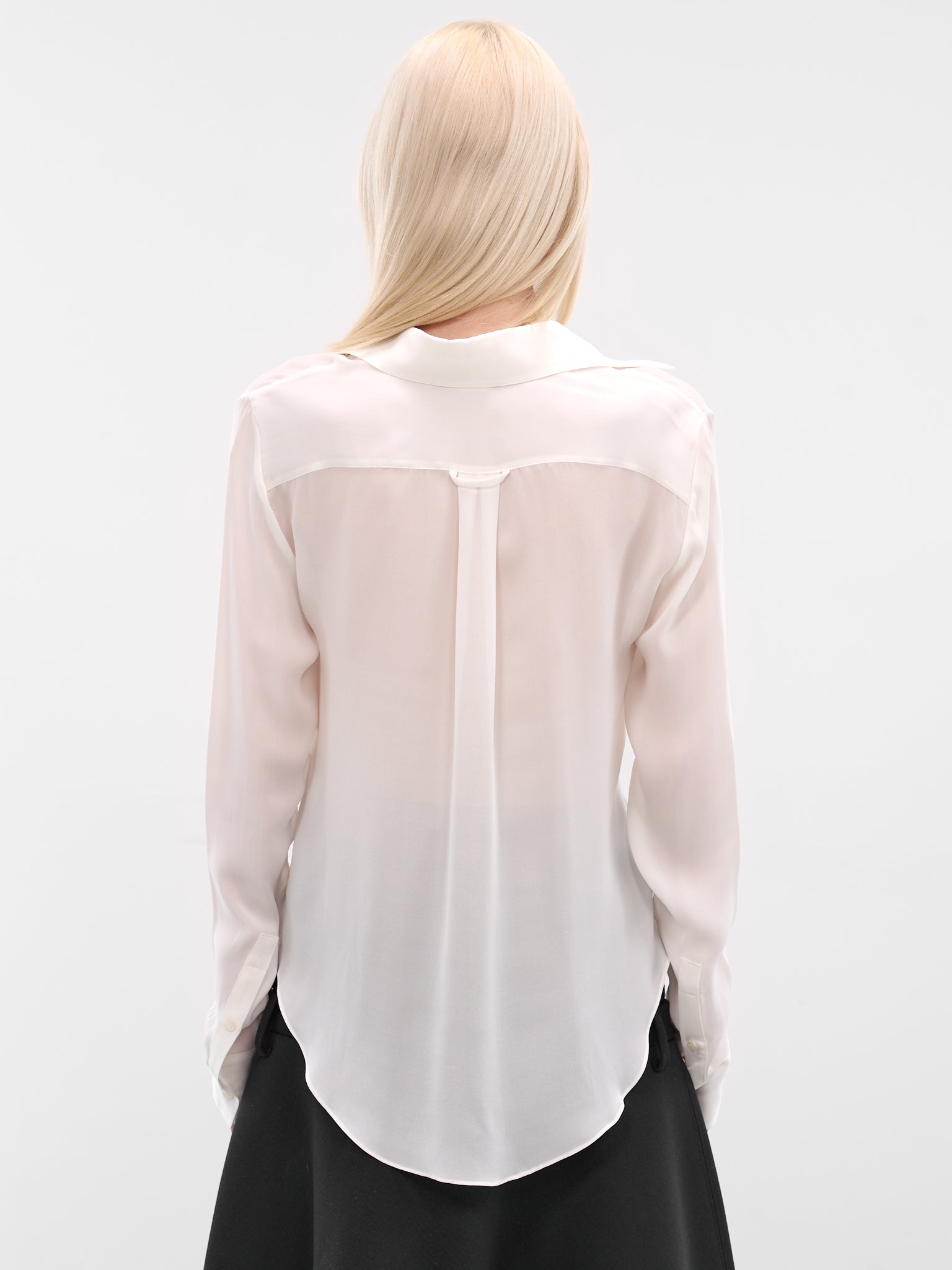 White Silk Long Sleeve Blouse (FN-WN-BLOU001202-WHITE)