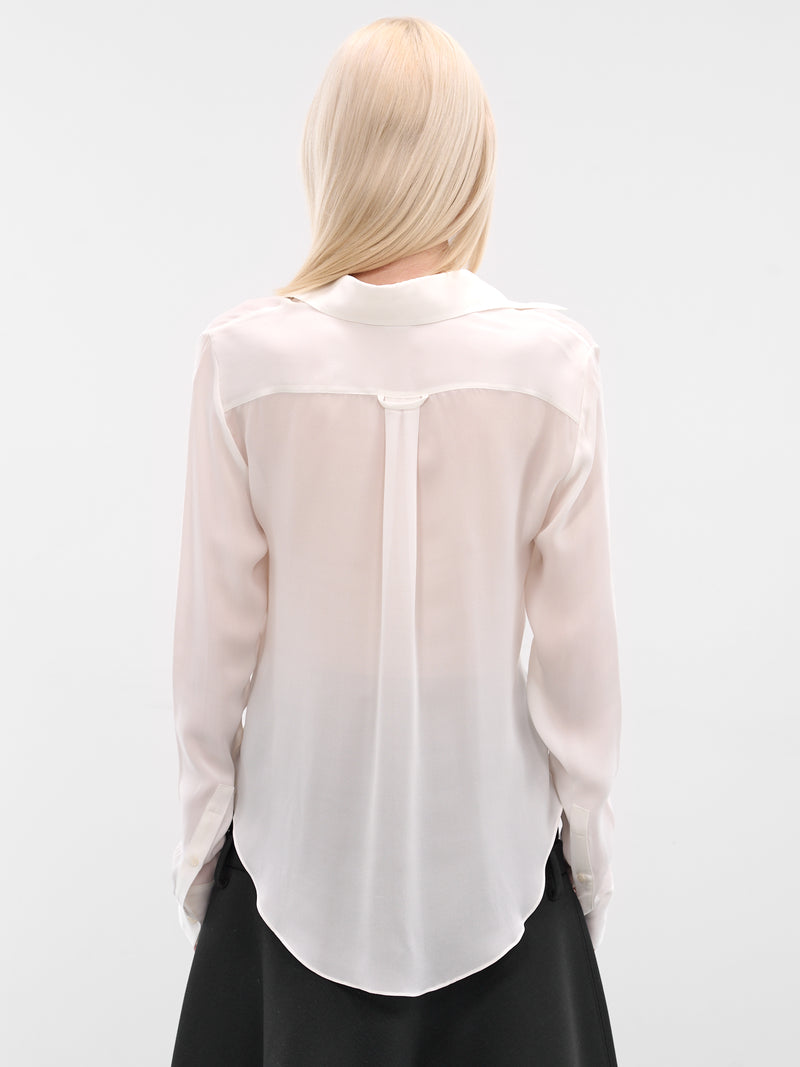 White Silk Long Sleeve Blouse (FN-WN-BLOU001202-WHITE)